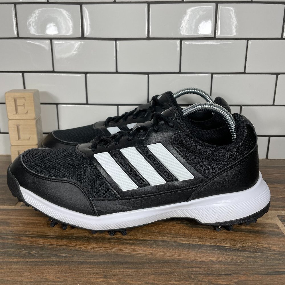 adidas Tech Response 2.0 Golf Shoes Mens Size 8.5 Black White Spiked Sneakers